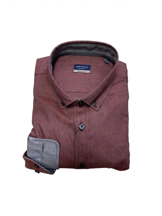 E40001-31201 HATICO- Hemd Regular Fit 330 uni bordeaux