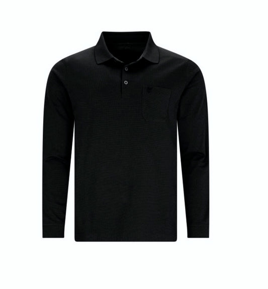 20099 HAJO -  Polo 1/1 Arm Softknit 100 schwarz